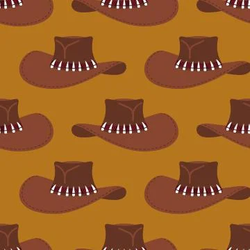 Cowboy hat pattern. Australian cap background. Western clothing and rodeo Stock Illustration