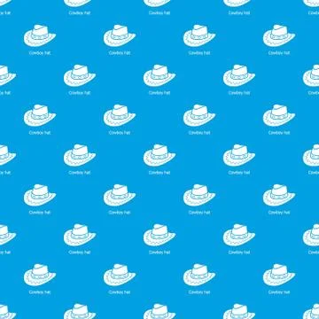 Cowboy hat pattern vector seamless blue 스톡 일러스트