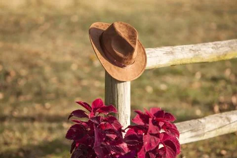 Cowboy Hat on a Post Stock Photos
