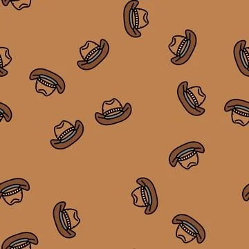 Cowboy hat redneck vector seamless pattern Stock Illustration