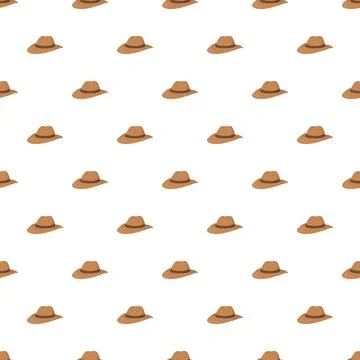 Cowboy hat seamless pattern on white background Stock Illustration