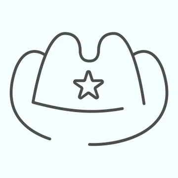Cowboy hat thin line icon. Western fashion vector illustration isolated on white Stock Illustration