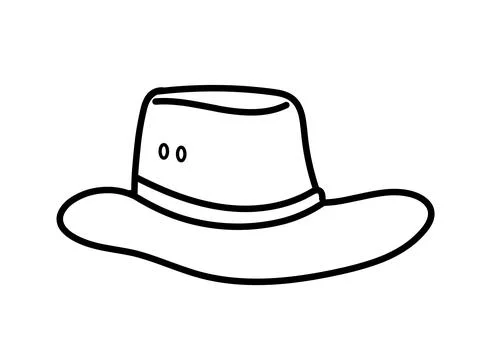 Cowboy hat vector black line drawing Stock Illustration