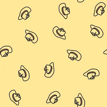 Cowboy hat vector seamless pattern Stock Illustration