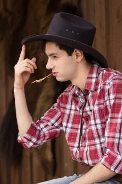 Cowboy having rest Stock Photos