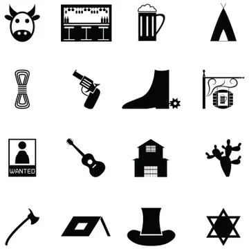 Cowboy icon set Stock Illustration