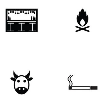 Cowboy icon set Stock Illustration