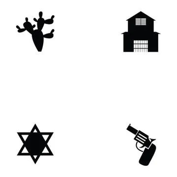 Cowboy icon set Stock Illustration