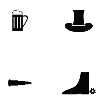 Cowboy icon set Illustrazione stock
