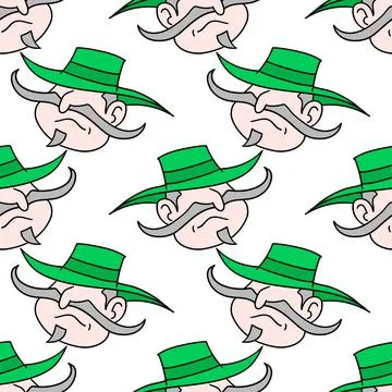 Cowboy oldman seamless pattern textile print. repeat pattern background desig Stockillustratie