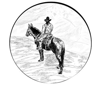 Cowboy over gorge Stock Illustration