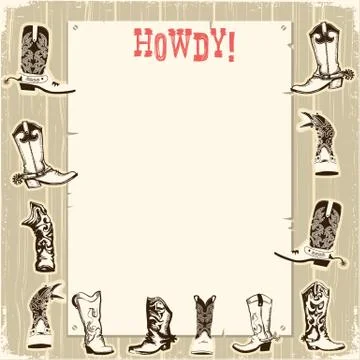 Cowboy party background for text Stock Illustration