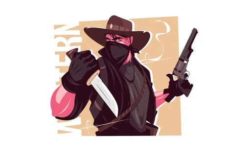 Cowboy with pistol Stock Illustration