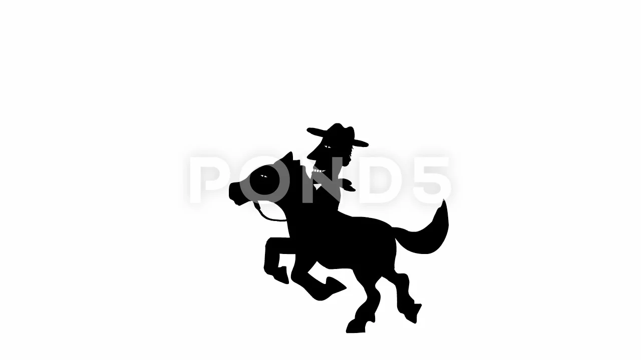 Cowboy riding horse cartoon animation | Stock Video | Pond5