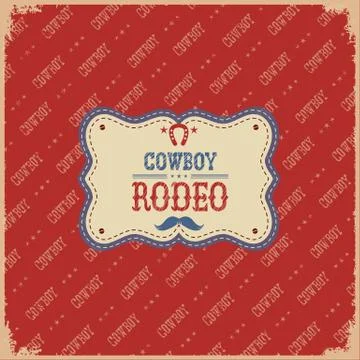 Cowboy rodeo card.Vector label background Stock Illustration