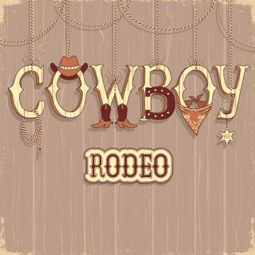 Cowboy rodeo text .Vector background Stock Illustration