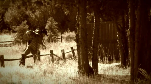 Cowboy with saddle 2 Video stock 725590