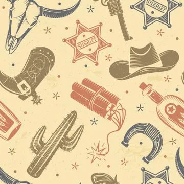 Cowboy Seamless Pattern Stock Illustration