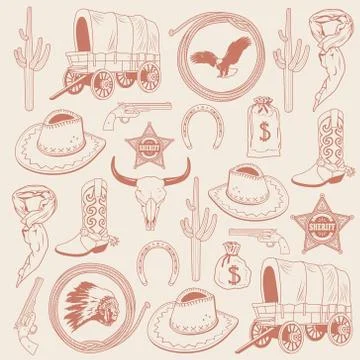 Cowboy seamless pattern Stock Illustration