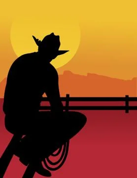 Cowboy Silhouette Stock Illustration