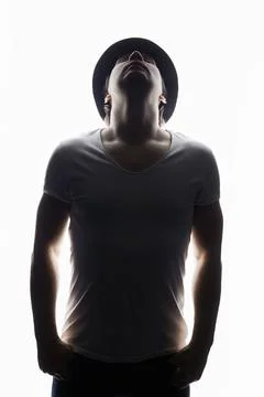 Cowboy. Silhouette portrait of a man in Hat Stock Photos