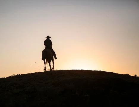 Cowboy in sunset Stock Photos