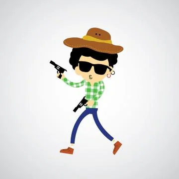 Cowboy vector cartoon Stock Illustration