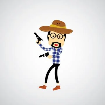 Cowboy vector cartoon Stock Illustration