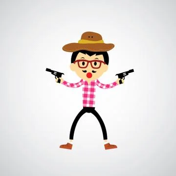 Cowboy vector cartoon Stock Illustration