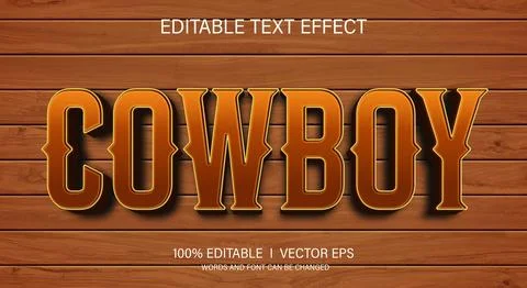 Cowboy vector text effect with modern style design Stock Illustration