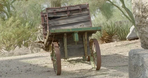 Cowboy wagon in the desert Stock Footage 101129652