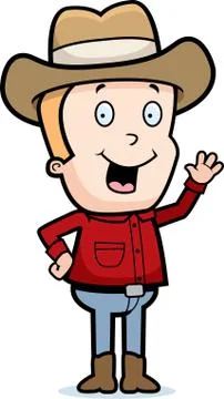 Cowboy Waving Stock Illustration