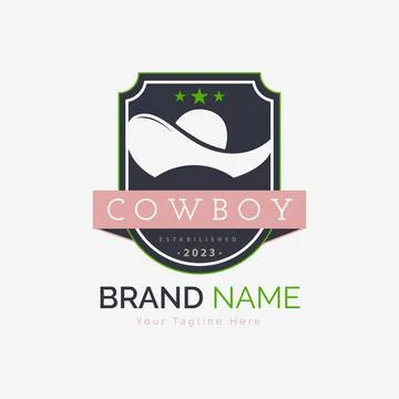 Cowboy western hat shield logo design template for brand or company and other Stock-Illustration