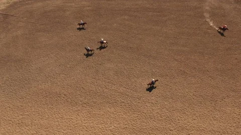 Cowboys &amp; Horses Aerial Video stock 143594053