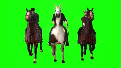 Cowboys Riding To A Stop Green Screen An... | Stock Video | Pond5