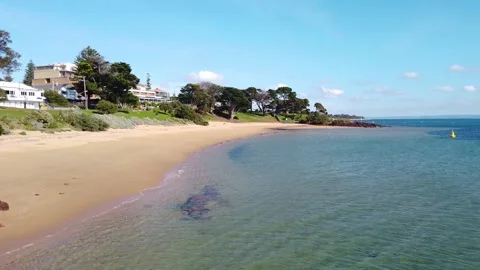 Cowes with sandy beach, and clean sea water on Phillip Island, Australia Stock Footage 274459992