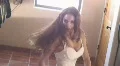 Cowgirl fantasy angel in white dresses poses and dances - 6 HD Footage