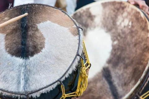 Cowhide drum Fotos de archivo