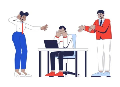 Coworker abuse 2D vector illustration Stock Illustration