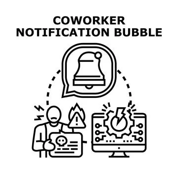 Coworker digital notification causing stress and system error Stockillustratie