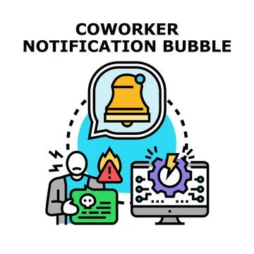 Coworker digital notification causing stress and system error イラスト素材