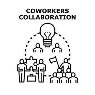 Coworkers collaborating building startup team strategy 스톡 일러스트
