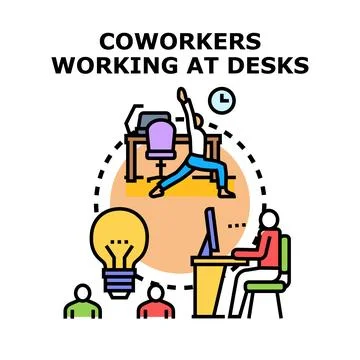 Coworkers collaborating developing creative business ideas Stock Illustration