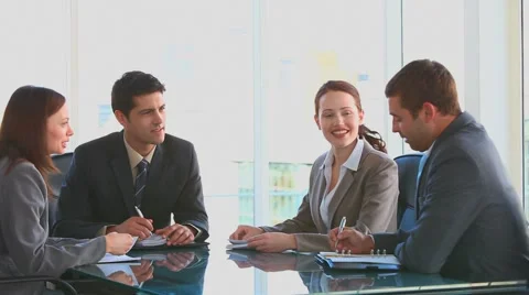 Coworkers during an important meeting Stock Footage