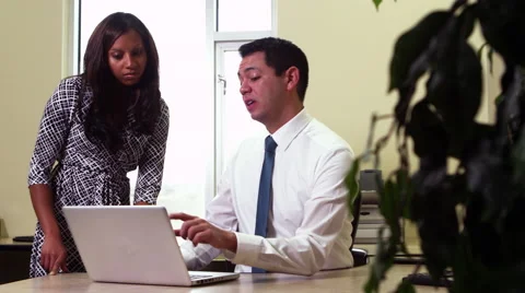 Coworkers on laptops Video stock 67344166