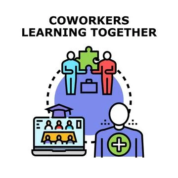 Coworkers learning together, developing business skills Ilustración de archivo