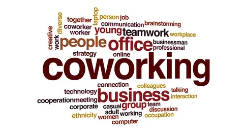 Coworking animated word cloud, text design animation. Stock Footage 71577731