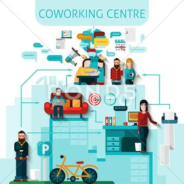 Coworking Centre Composition Stock Illustration