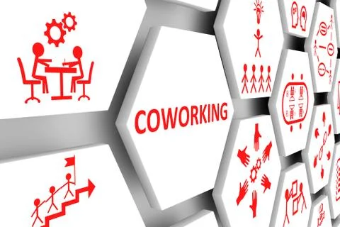 COWORKING concept cell background 3d illustration Stock Illustration