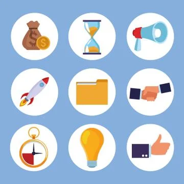 Coworking elements items Stock Illustration